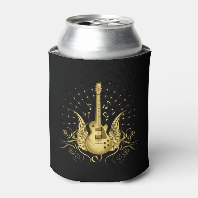 Golden Winged Guitar Can Cooler (Can Front)