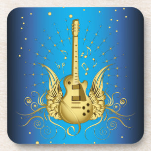 Golden Winged Guitar Coaster