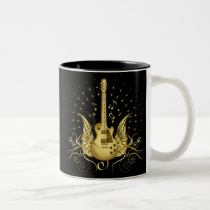 Golden Winged Guitar Two-Tone Coffee Mug
