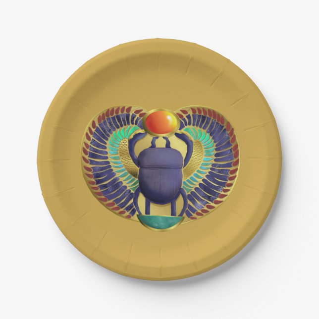 Golden Winged Scarab Paper Plate (Front)