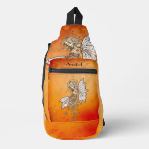 Golden wings and blooming dreams,the magical fairy sling bag