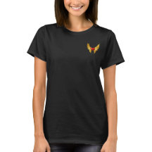 Golden Wings Red Heart Embroidered Women's T-Shirt