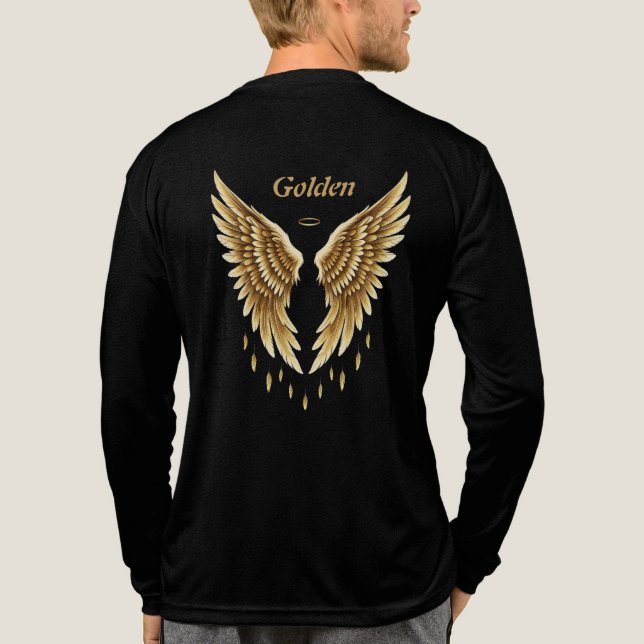 Golden Wings T-Shirt – Elegant Black & Gold Angeli Tri-Blend Shirt (Back)