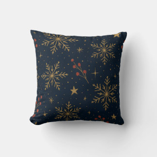 Golden Winter Glow Pattern | Holiday Cushion