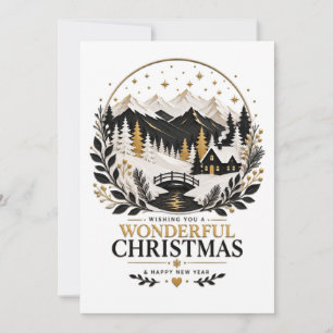 Golden Winter Silhouette 1 Holiday Card