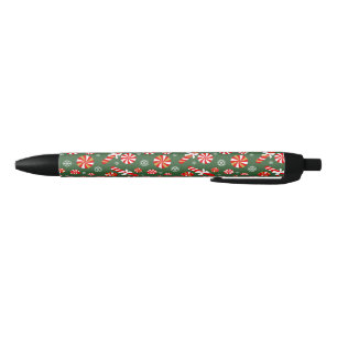 Golden Winter Sweet Snowfall Candy Cane Black Ink Pen