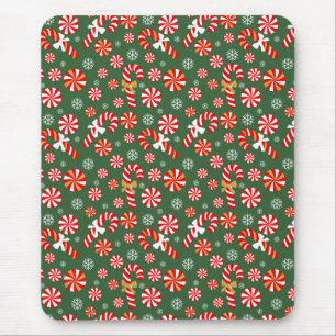 Golden Winter Sweet Snowfall Candy Cane Mouse Pad