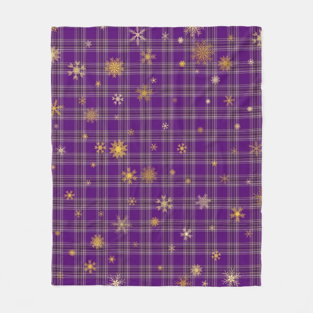 Golden Winter Tartan Fleece Blanket (Front)
