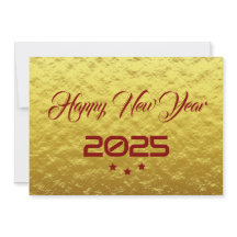 Golden wish card New Year with tree stars