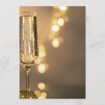 Golden with a glass of champagne Birthday Invit
