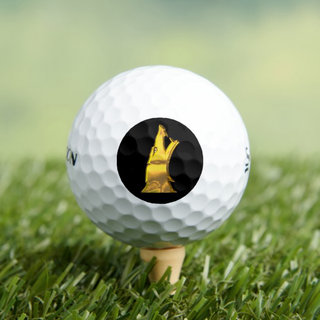 Golden Wolf Head black Srixon Soft Feel golf balls (Insitu Tee)