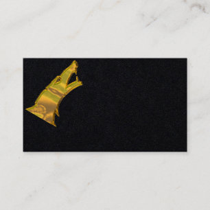 Golden Wolf Head premium black business card tilt