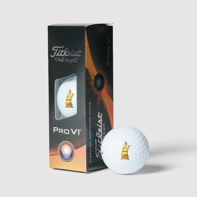 Golden Wolf Head Titleist Pro V1 golf balls 3 pk (Packaging)