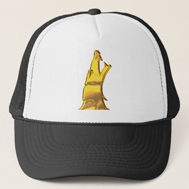 Golden Wolf Head trucker hat (Front)
