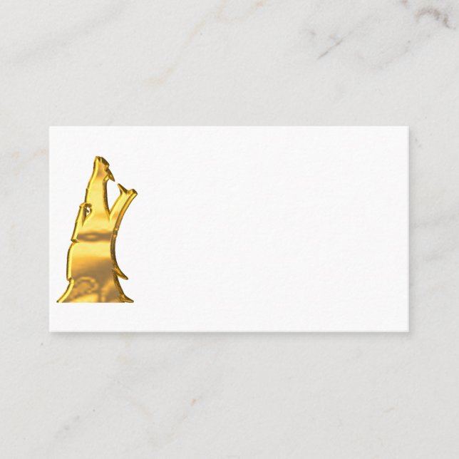 Golden Wolf Head white business card vertical (Front)