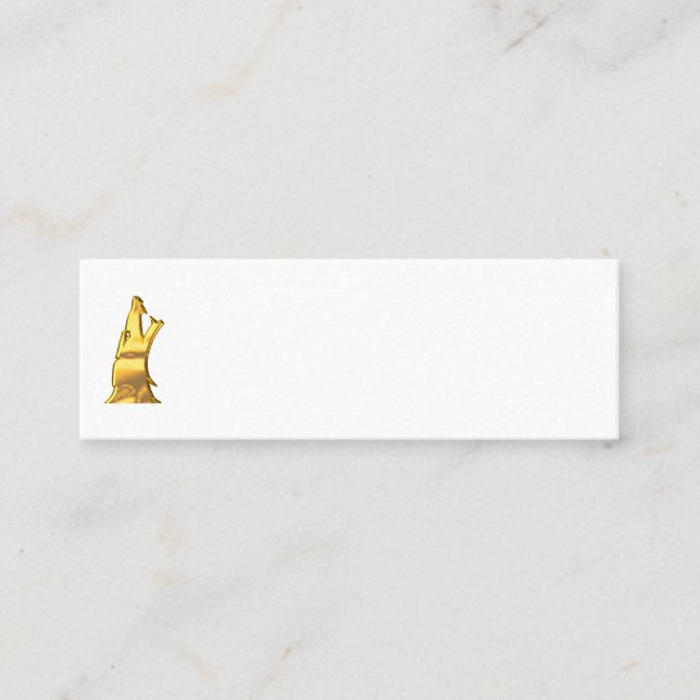 Golden Wolf Head white mini business card vert (Front)