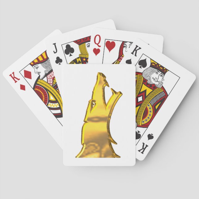 Golden Wolf Head white Poker playing cards (Back)