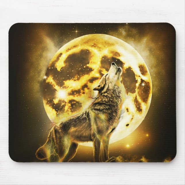 Golden Wolf Mouse Pad (Front)