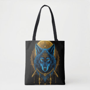 Golden wolf tote bag