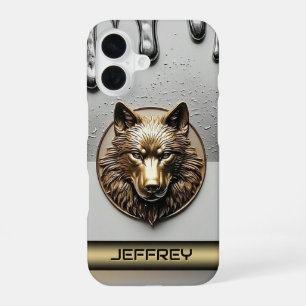 Golden Wolf With Custom Name 🐺 iPhone 16 Case