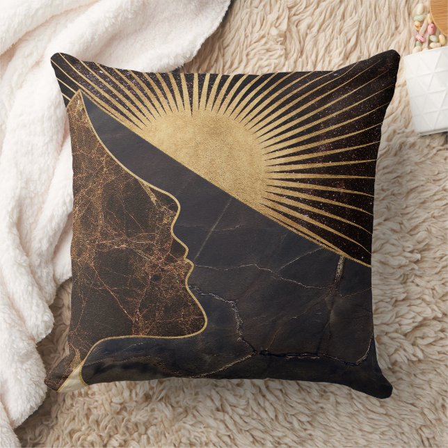 Golden Woman Illusion with Sun and Marble Textures Cushion (Blanket)