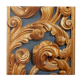 Golden Wood Carving Pattern Tile