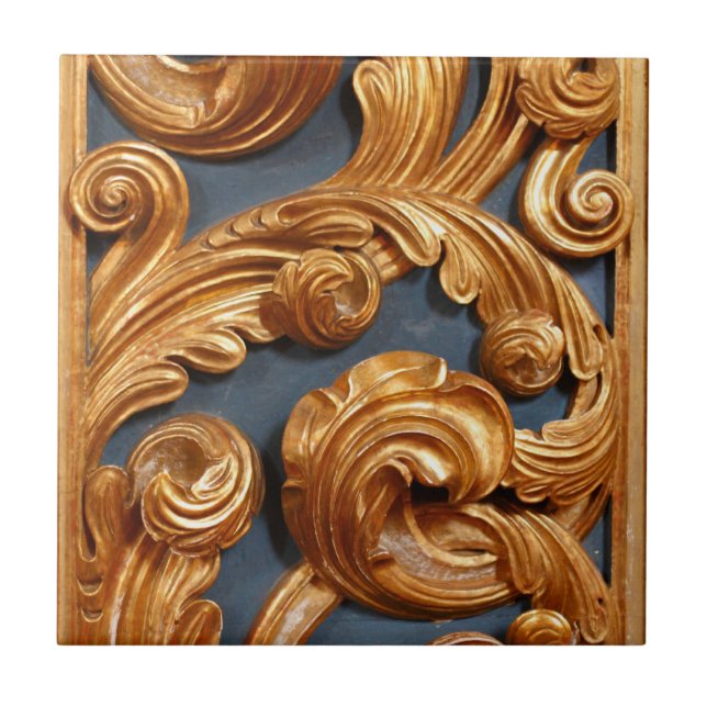 Golden Wood Carving Pattern Tile (Front)