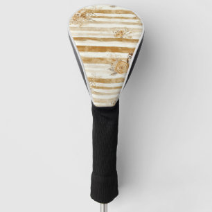 Golden Woodland Fox & Owl Stripe Pattern (2) Golf Head Cover