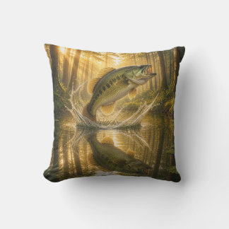 Golden Woodland Largemouth Bass Tote Bag Cushion