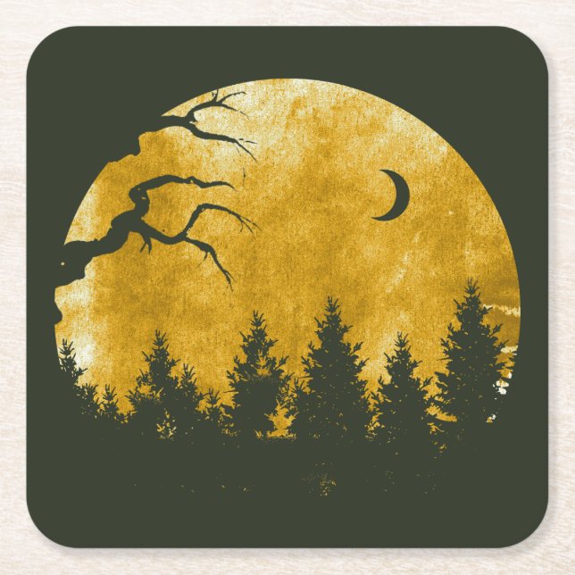 Golden Woods Square Paper Coaster (Front)