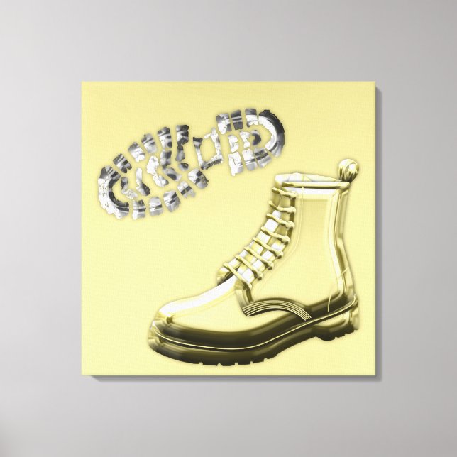 Golden Work Boots Canvas Print (Front)