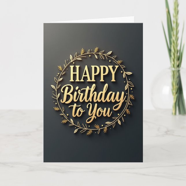 Golden Wreath Birthday Card (Front)