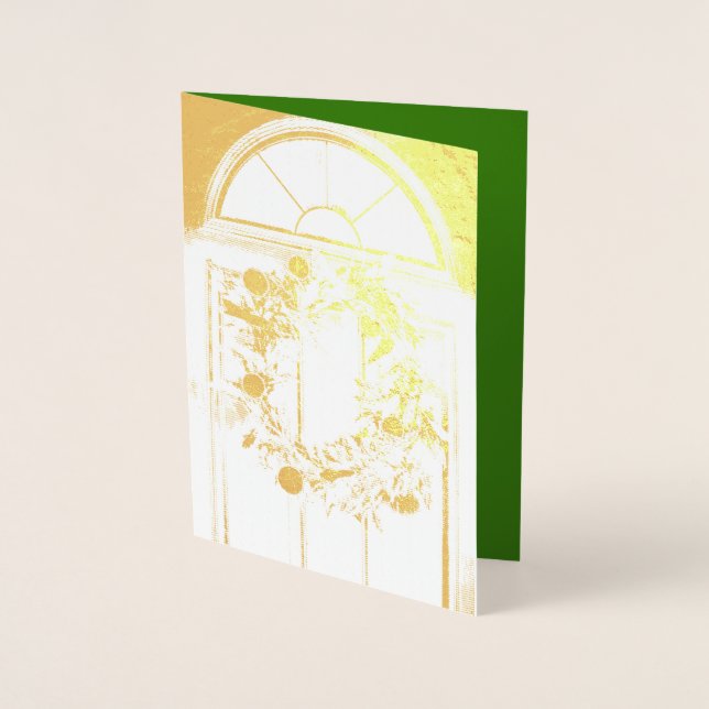 golden wreath foil christmas greeting card (Front)