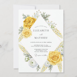 Golden Wreath Wedding Invitation