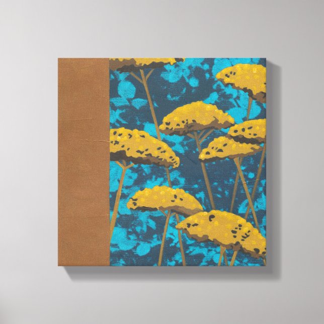 Golden Yarrow Garden with Blue Background Canvas Print (Front)