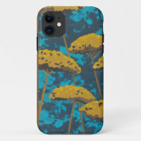 Golden Yarrow Garden with Blue Background