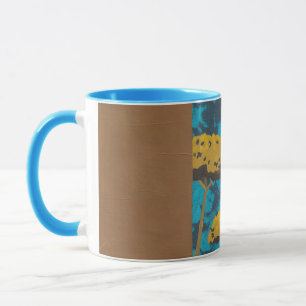 Golden Yarrow Garden with Blue Background Mug