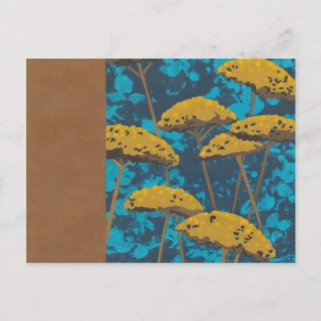 Golden Yarrow Garden with Blue Background Postcard (Front)