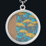Golden Yarrow Garden with Blue Background Silver Plated Necklace<br><div class="desc">Golden yarrow flowers punctuate this beautiful garden scene. The blue background also holds a hint of leaves scattered throughout. It’s like looking at a Magic Eye photo except much more fun!</div>