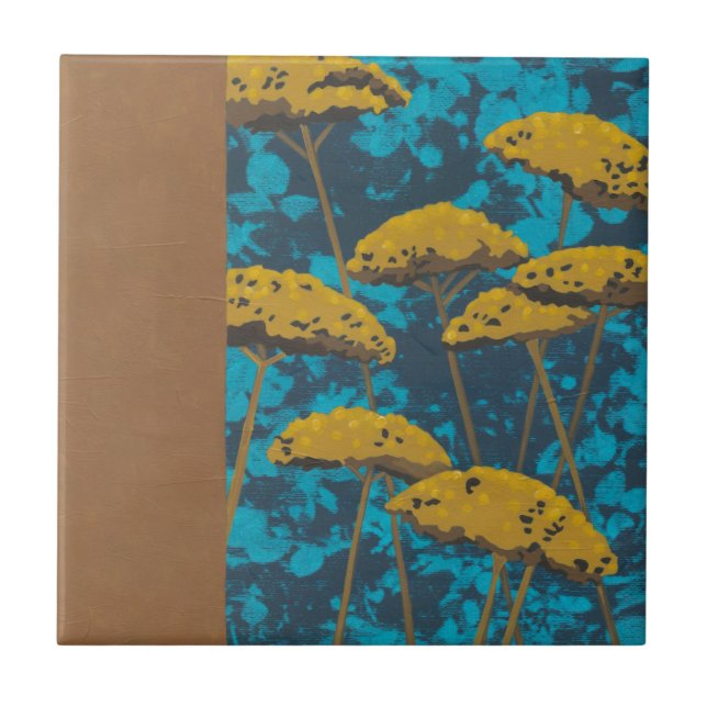 Golden Yarrow Garden with Blue Background Tile (Front)