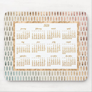 Golden Yearly 2020 Calendar Mouse Pads Light