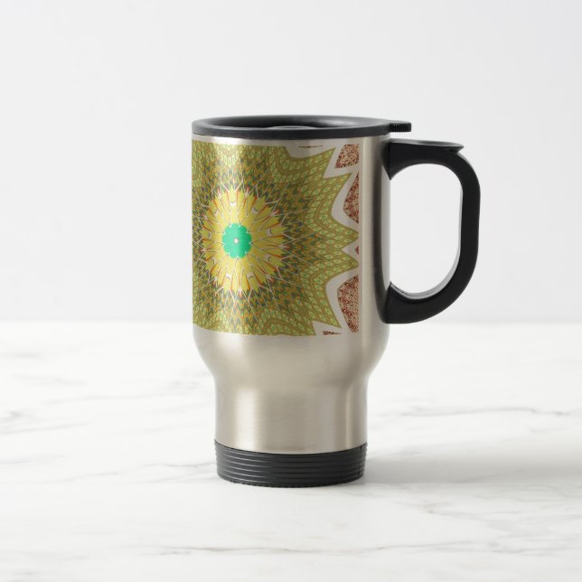 gOLDEN YELLOW African ethnic tribal pattern Travel Mug (Right)
