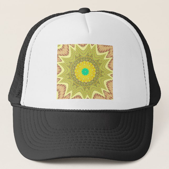 gOLDEN YELLOW African ethnic tribal pattern Trucker Hat (Front)