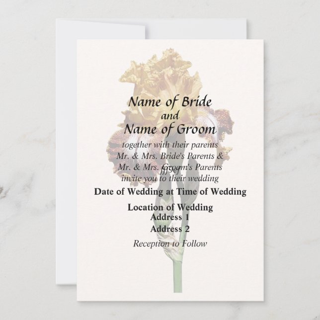 Golden Yellow and Bronze Iris Invitation (Front)