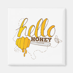 Golden Yellow and Brown Hello Honey Magnet