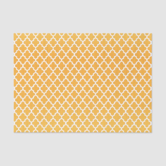 Golden Yellow and Quatrefoil Pattern Tissue Paper (Front)