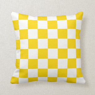 Golden Yellow and White Checks Cushion