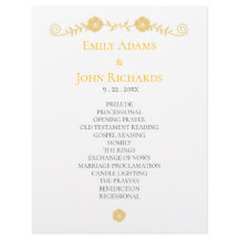 Golden Yellow and White Floral Wedding Program