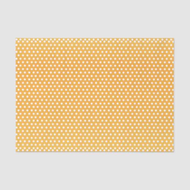 Golden Yellow and White Polka Dots Tissue Paper (Front)