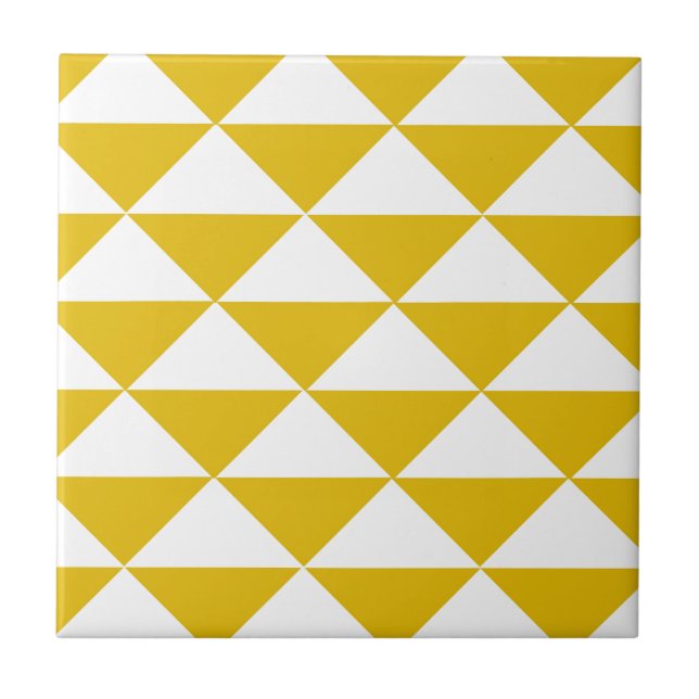 Golden Yellow and White Triangles Tile (Front)